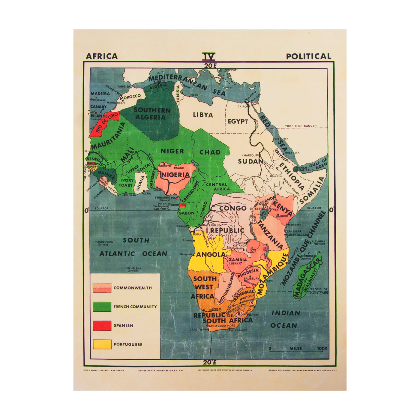 Vintage Africa Map (large | political) by Safari Fusion www.safarifusion.com.au