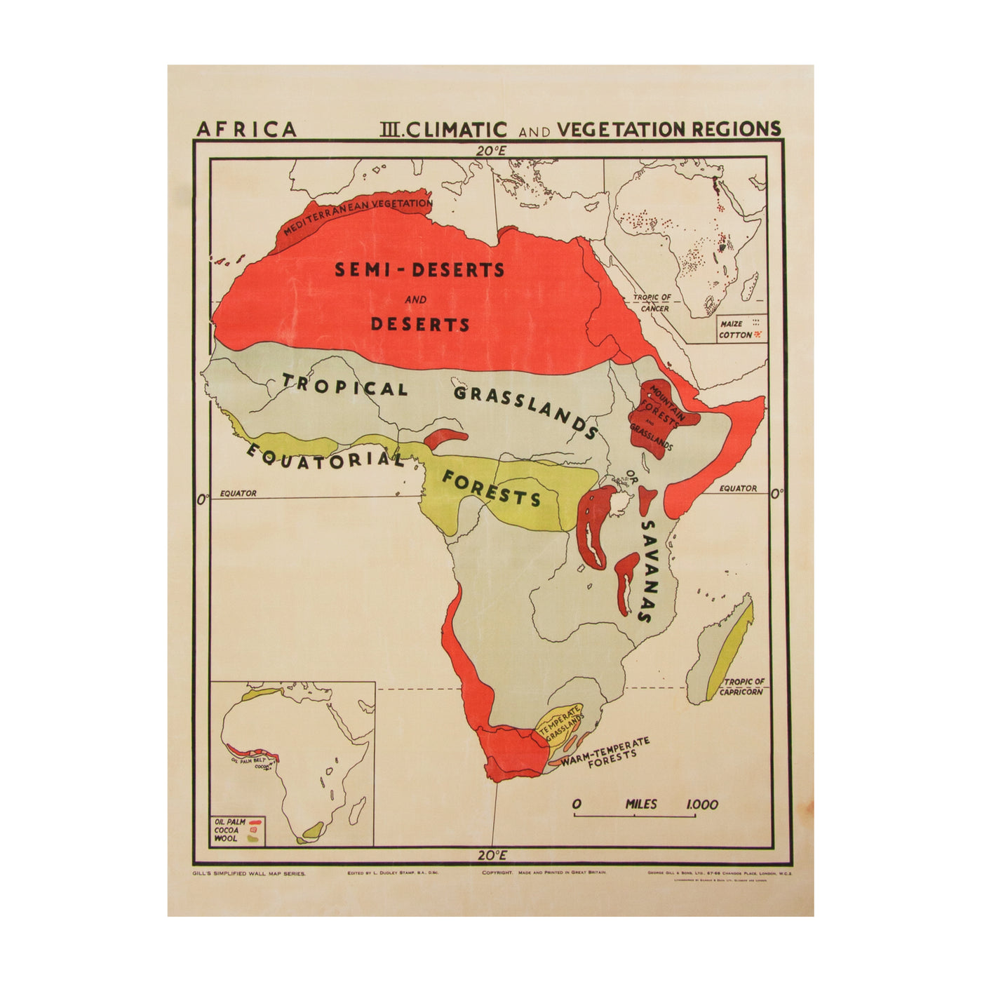 Vintage Africa Map (large | climatic) by Safari Fusion www.safarifusion.com.au