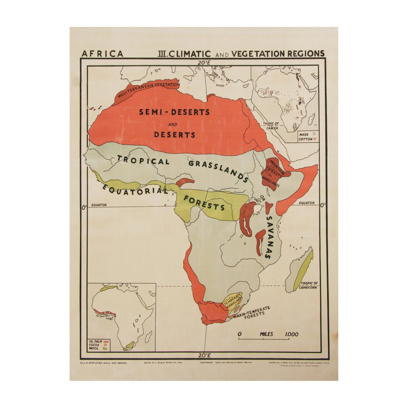 Vintage Africa Map (small | climatic) by Safari Fusion www.safarifusion.com.au