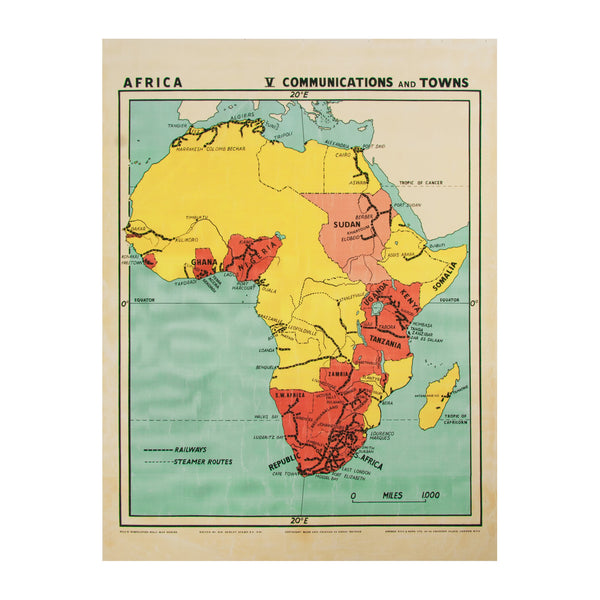 Vintage Africa Map (large | communications) by Safari Fusion www.safarifusion.com.au