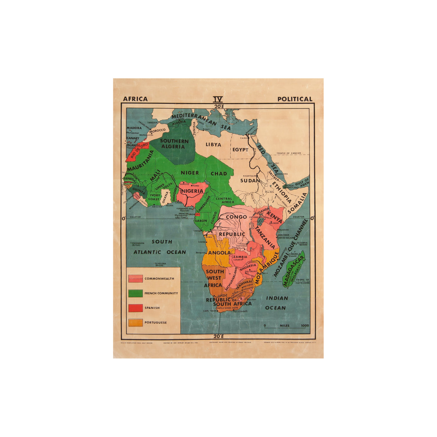 Vintage Africa Map (political) by Safari Fusion www.safarifusion.com.au