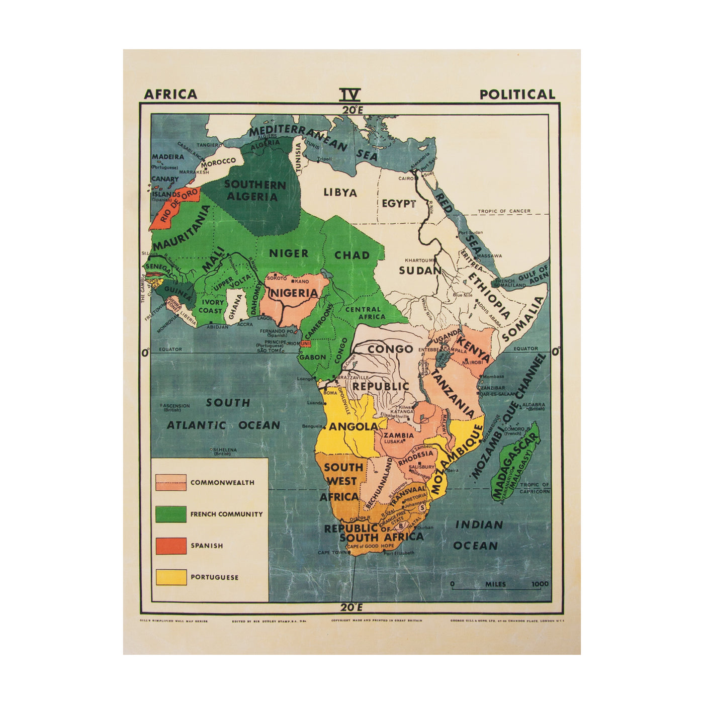 Vintage Africa Map (small | political) by Safari Fusion www.safarifusion.com.au