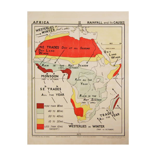 Vintage Africa Map (large  | rainfall) by Safari Fusion www.safarifusion.com.au