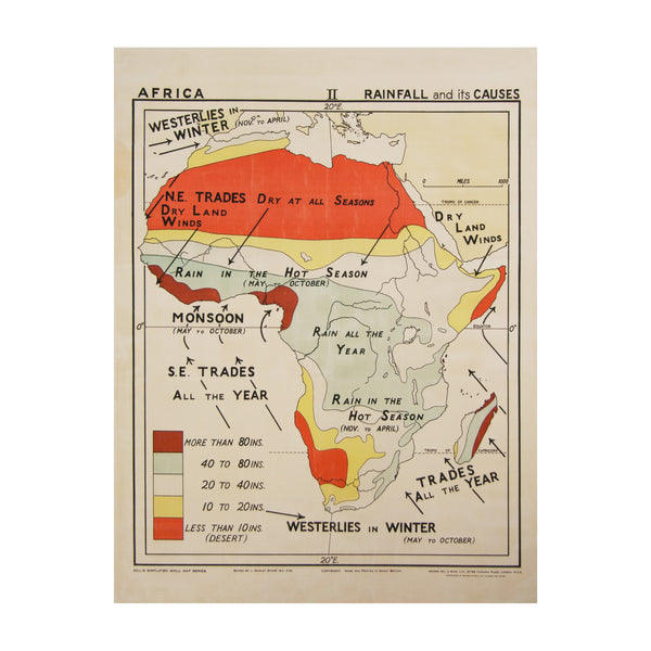 Vintage Africa Map (small | rainfall) by Safari Fusion www.safarifusion.com.au
